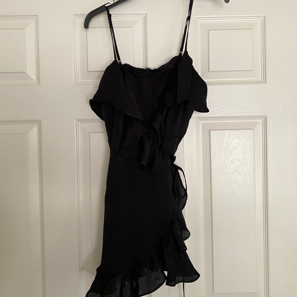 Tobi Black Scarlett Ruffle Wrap Dress - Picture 2 of 6